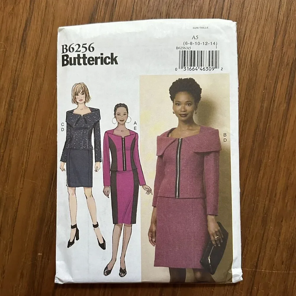 UNCUT Butterick pattern B6256 Misses Lined Jacket & Skirt Size 6 - 14